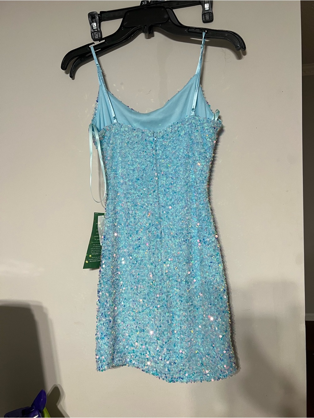 B. Smart Light Blue Sequin Mini Dress